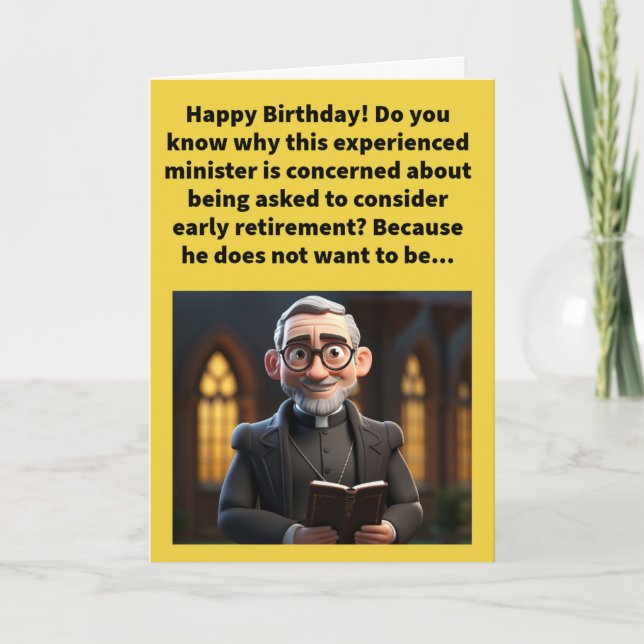 Funny Pun Put Out to Pastor Happy Birthday Card (Front)