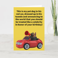 Funny Pun Red Car Pet Treatment Happy Birthday