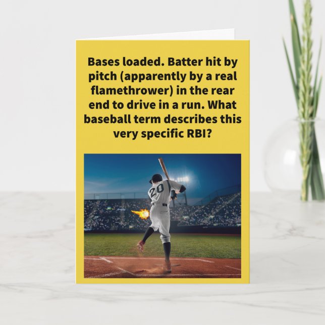 Funny Pun Run Butted In Baseball Greeting Card (Front)