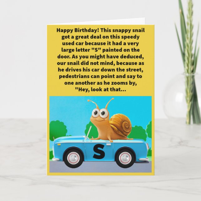 Funny Pun S Car Go Happy Birthday Card (Front)