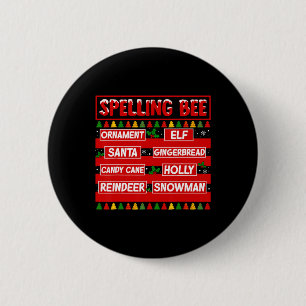 Funny Pun Spelling Bee Christmas Teacher Spelling 6 Cm Round Badge