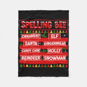 Funny Pun Spelling Bee Christmas Teacher Spelling Fleece Blanket