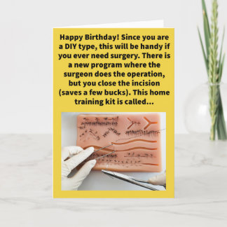 Funny Pun Suture Self Happy Birthday  Card