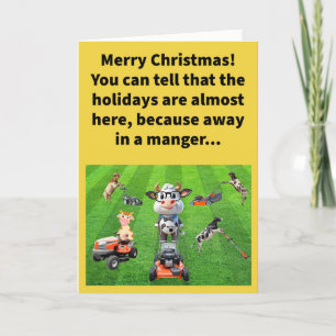 Funny Pun The Cattle Are Mowing Merry Christmas Card