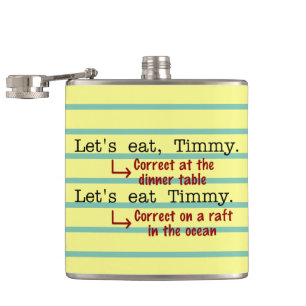 Funny Punctuation Grammar Hip Flask