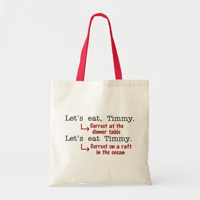Funny Punctuation Grammar Tote Bag (Front)