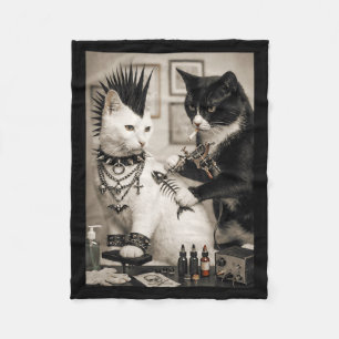Funny Punk Cat Tattoo Artist Goth Subculture Meme  Fleece Blanket