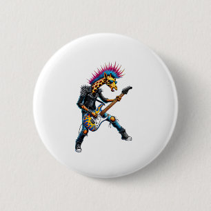 Funny Punk Giraffe, Rock'n Roll Goth Giraffe, Guit 6 Cm Round Badge