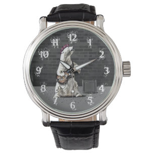 Funny Punk Rock Bear Playing Guitar Heavy Metal Watch