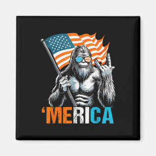 Funny Punk Rock Sasquatch Bigfoot Us Flag Merica 4 Magnet