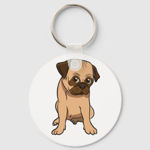 Funny Puppy Cartoon Dog Lover Rescue Mum Cute Pug Key Ring