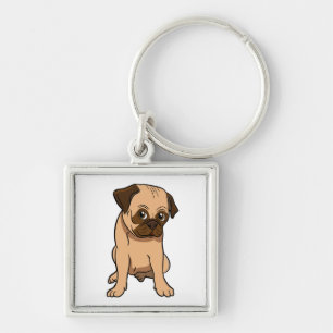 Funny Puppy Cartoon Dog Lover Rescue Mum Cute Pug Key Ring