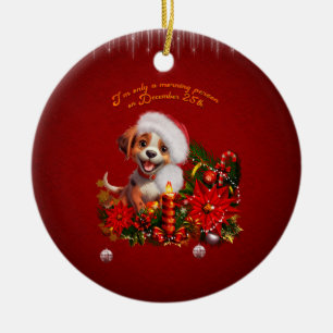 Funny puppy ceramic ornament