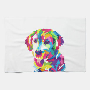 Funny Puppy colorful - Choose background color Tea Towel