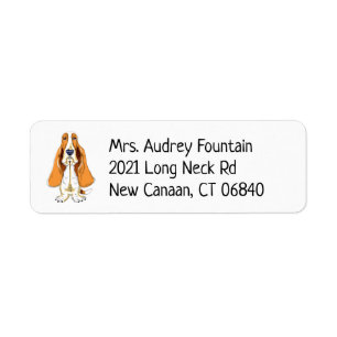 Funny Puppy Dog Cartoon Cute Basset Hound Return Address Label