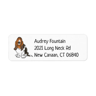 Funny Puppy Dog Cartoon Cute Basset Hound Return Address Label