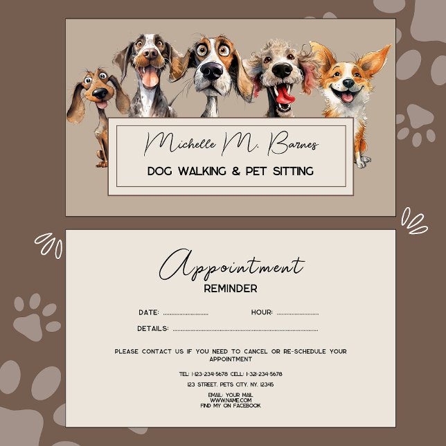 Funny Puppy Dog Walker Groomer Appointment Card (Creator Uploaded)