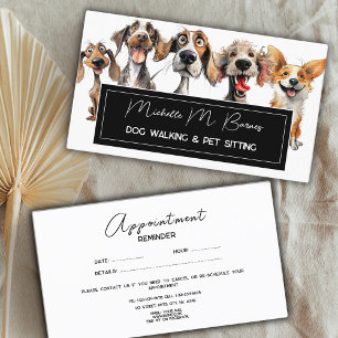 Funny Puppy Dog Walker Groomer Pet Sitter White Appointment Card