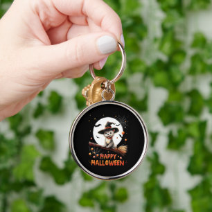 Funny Puppy Dog Witch Candy Spooky Ghost Halloween Key Ring