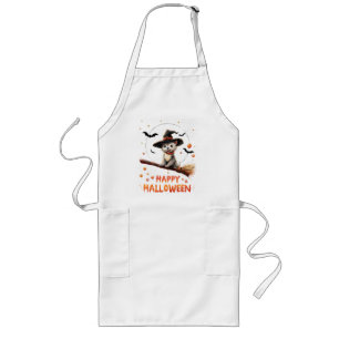 Funny Puppy Dog Witch Candy Spooky Ghost Halloween Long Apron