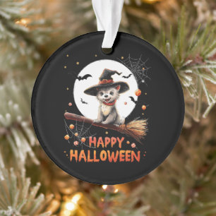 Funny Puppy Dog Witch Candy Spooky Ghost Halloween Ornament