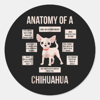 Funny Puppy Gift Anatomy Of A Chihuahua  Classic Round Sticker