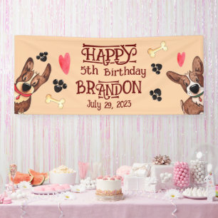 Funny Puppy Kids Birthday Banner
