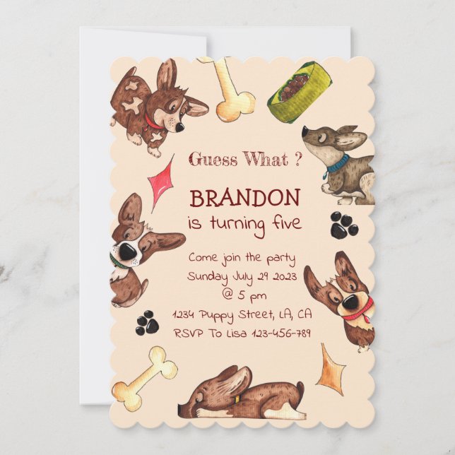 Funny Puppy Kids Birthday Invitation (Front)
