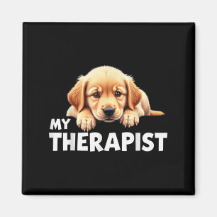 Funny Puppy My Therapist Golden Retriever Dog Magnet