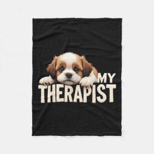Funny Puppy My Therapist Shih Tzu Dog Fleece Blanket