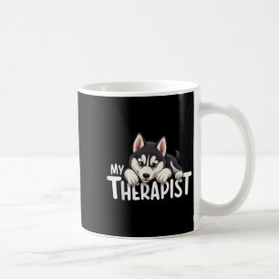 Funny Puppy My Therapist Siberian Husky Dog Coffee Mug