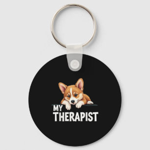 Funny Puppy My Therapist Welsh Corgi Dog Key Ring