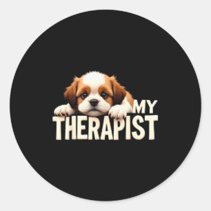 Funny Puppy My Therast Shih Tzu Dog  Classic Round Sticker