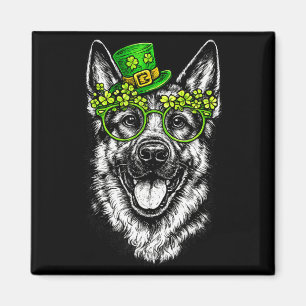 Funny puppy shamrock german shepherd dog st magnet