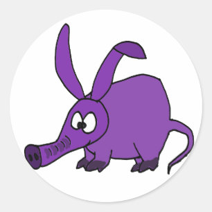 Funny Purple Aardvark Classic Round Sticker