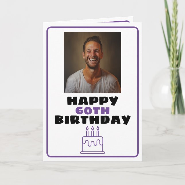 Funny Purple and White Photo Husband Birthday Card (Front)