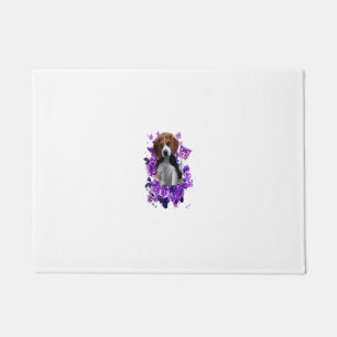 Funny Purple Beagle T-shirt Purple Flower And Butt Doormat