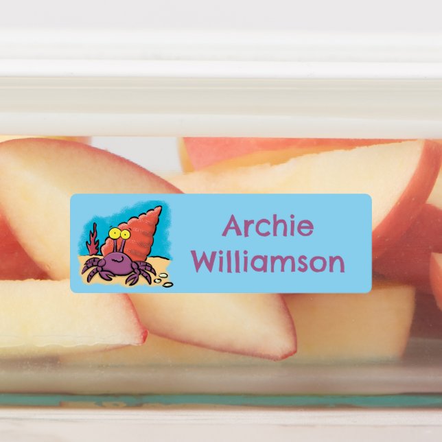 Funny purple cartoon hermit crab personalised (Affixed)