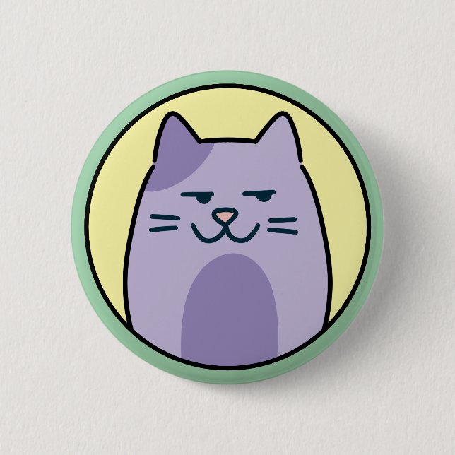 Funny Purple Cat With Side Eye 6 Cm Round Badge (Front)