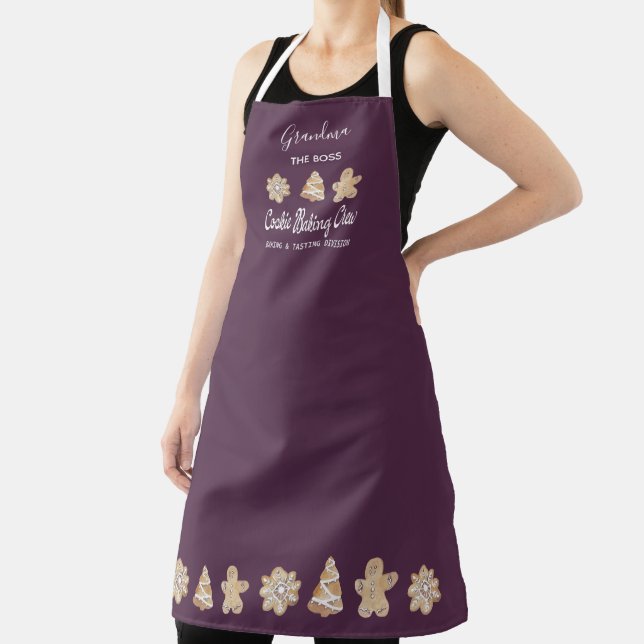 Funny Purple Cookie Baking Crew Grandma Baking Apron (Insitu)