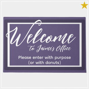 Funny Purple Custom Name Office Workplace Door Mat