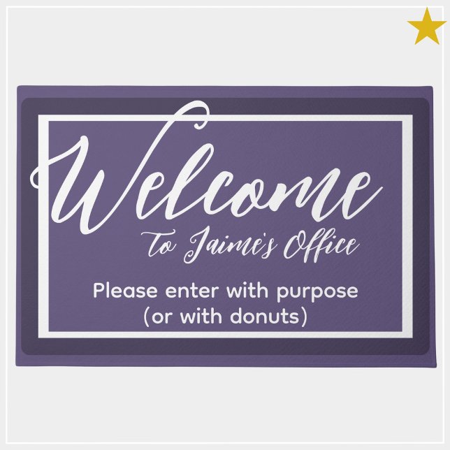 Funny Purple Custom Name Office Workplace Door Mat (Creator Uploaded)