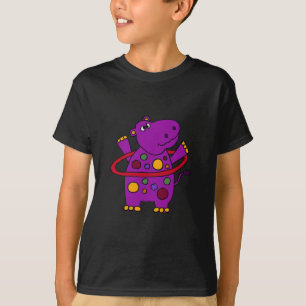 Funny Purple Hippo Playing Hula Hoop T-Shirt