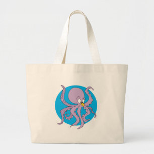 funny purple octopus large tote bag
