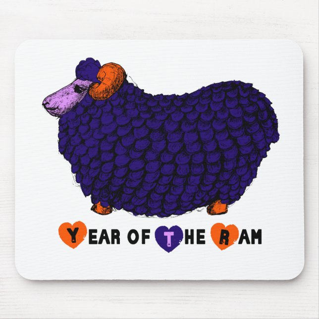 Funny Purple Ram Chinese Year Zodiac Mousepad (Front)