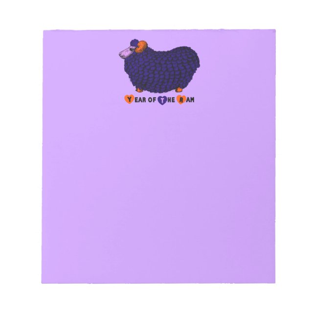 Funny Purple Ram Chinese Year Zodiac Notepad (Front)