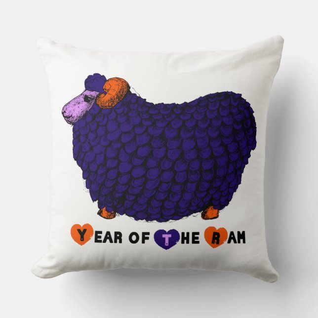 Funny Purple Ram Chinese Year Zodiac Square P Cushion (Front)