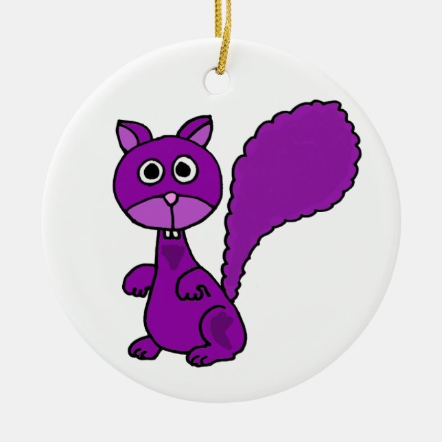 Funny Purple Squirrel Cartoon Ceramic Tree Decoration (Front)