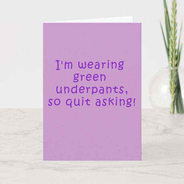Funny Purple St. Patrick's Day t shirt Card (Front)