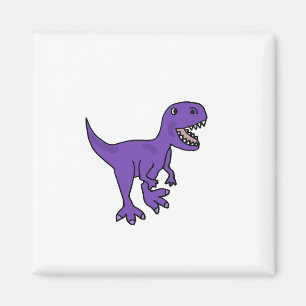 Funny Purple T-Rex Dinosaur Cartoon Magnet